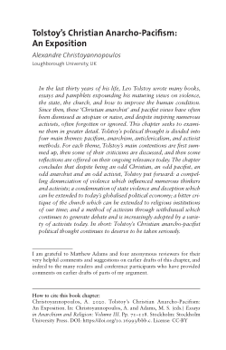 Tolstoy S Christian Anarcho Pacifism An Exposition Tolstoy S Christian Anarcho Pacifism An Exposition