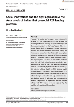 Social innovations and the fight against poverty: An analysis of India’s first prosocial P2P lending platform