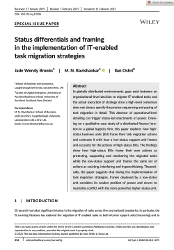 Status differentials and framing in the implementation of IT-enabled task migration strategies