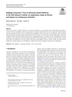 Building consumers’ trust in electronic retail platforms in the sub-Saharan context: an exploratory study on drivers and impact on continuance intention