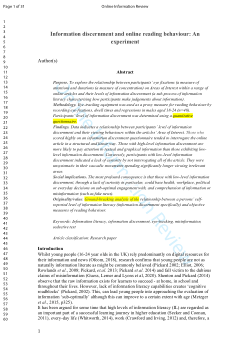 Information discernment and online reading behaviour: an experiment
