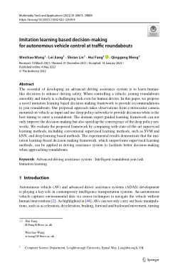 Imitation learning based decision-making for autonomous vehicle control at traffic roundabouts