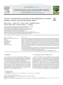 A review on biomass-derived materials and their applications as corrosion inhibitors, catalysts, food and drug delivery agents