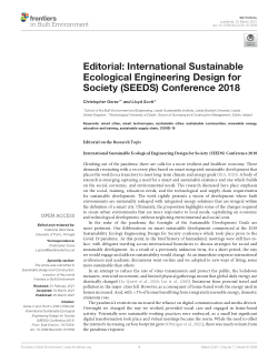Editorial: International Sustainable Ecological Engineering Design for Society (SEEDS) conference 2018