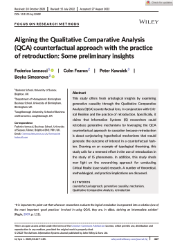 Aligning the Qualitative Comparative Analysis (QCA) counterfactual approach with the practice of retroduction: Some preliminary insights