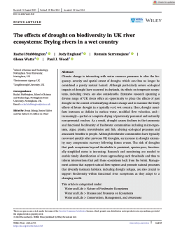 Item - The effects of drought on biodiversity in UK river ecosystems ...