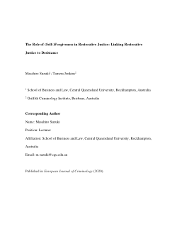 The role of (self-)forgiveness in restorative justice: Linking restorative justice to desistance