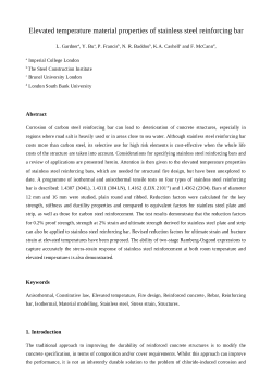 Elevated temperature material properties of stainless steel reinforcing bar