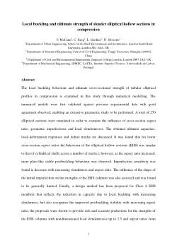 Local buckling and ultimate strength of slender elliptical hollow sections in compression