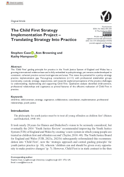 The Child First strategy implementation project – translating strategy into practice