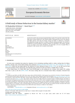 A field study of donor behaviour in the Iranian kidney market