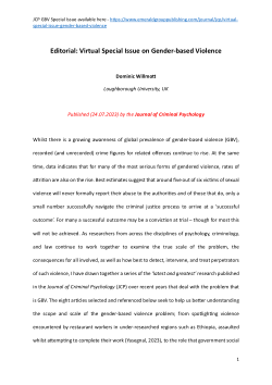 Editorial: Virtual special issue on gender-based violence