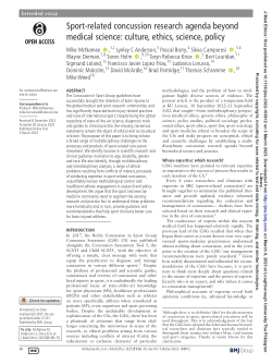 Sport-related concussion research agenda beyond medical science: culture, ethics, science, policy