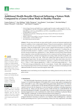 Additional health benefits observed following a nature walk compared to a green urban walk in healthy females