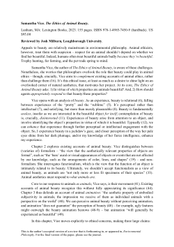 The Ethics of Animal Beauty by Samantha Vice [Book review]