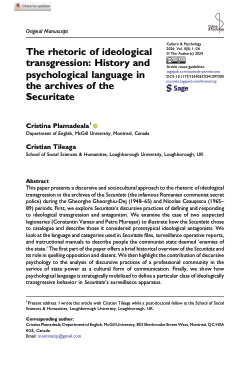 The rhetoric of ideological transgression: History and psychological language in the archives of the Securitate