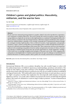 Children’s games and global politics: Masculinity, militarism, and the warrior hero