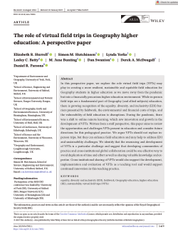 The role of virtual field trips in Geography higher education: A perspective paper