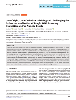 Out of sight and out of mind: explaining and challenging the re-institutionalisation of people with learning disabilities and/or autism