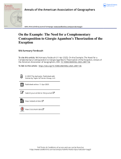 On the example: The need for a complementary contraposition to Giorgio Agamben’s theorization of the exception