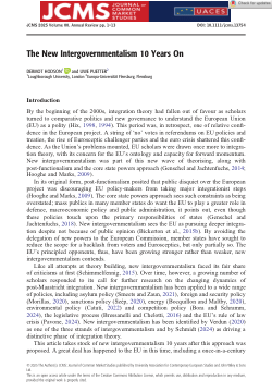 The New Intergovernmentalism 10 Years On