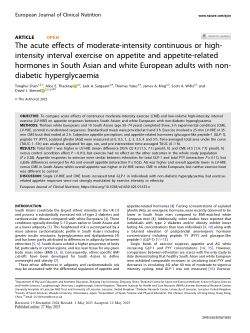 The acute effects of moderate-intensity continuous or high-intensity interval exercise on appetite and appetite-related hormones in South Asian and white European adults with non-diabetic hyperglycaemia