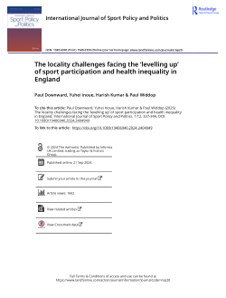 The locality challenges facing the 'levelling up' of sport participation and health inequality in England