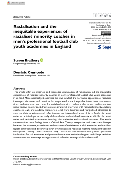 Racialisation and the inequitable experiences of racialised minority coaches in men’s professional football club youth academies in England