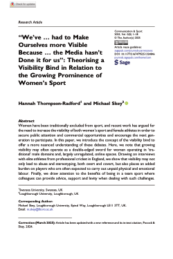 “We’ve … had to make ourselves more visible because … the media hasn’t done it for us”: theorising a visibility bind in relation to the growing prominence of women’s sport