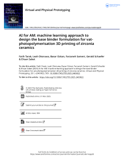AI for AM: machine learning approach to design the base binder formulation for vat-photopolymerisation 3D printing of zirconia ceramics