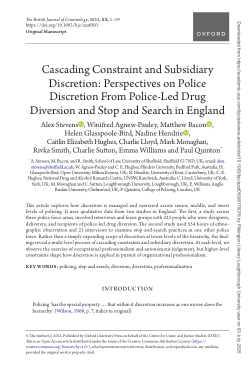 Cascading constraint and subsidiary discretion: perspectives on police discretion from police-led  drug diversion and stop and search in England