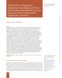 Witchcraft as ontological designing: Assemblage and more-than-human relationality in Latin American <i>brujería</i> (Sixteenth–Eighteenth centuries)