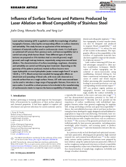 Influence of surface textures and patterns produced by laser ablation on blood compatibility of stainless steel