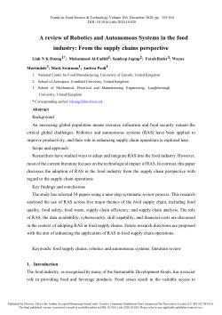 A review of robotics and autonomous systems in the food industry: from the supply chains perspective