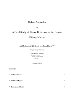Supplementary information files for "A field study of donor behaviour in the Iranian kidney market"
