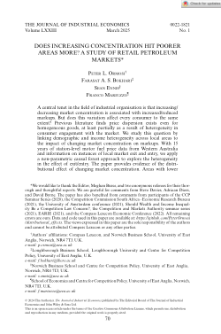 Does increasing concentration hit poorer areas more? A study of retail petroleum markets*
