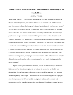 Making a name for herself: Marie Corelli's self-guided literary apprenticeship via the periodical press