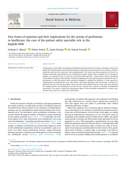 New forms of expertise and their implications for the system of professions in healthcare: the case of the patient safety specialist role in the English NHS