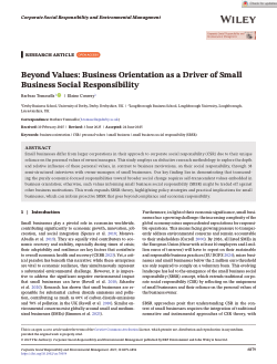 Beyond values: Business orientation as a driver of small business social responsibility