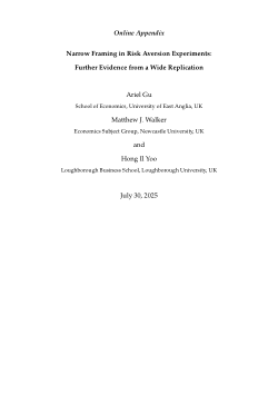 Supplementary information files for "Narrow framing in risk aversion experiments: further evidence from a wide replication"