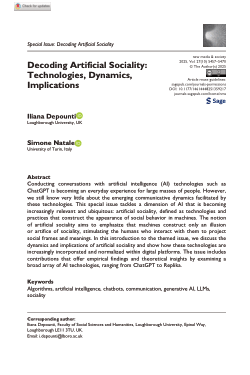 Decoding artificial sociality: Technologies, dynamics, implications