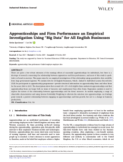 Apprenticeships and firm performance an empirical investigation using “big data” for all English businesses