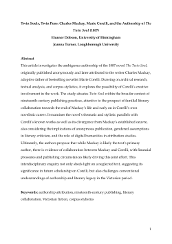 Twin souls, twin pens: Charles Mackay, Marie Corelli, and the authorship of <i>The Twin Soul</i> (1887)
