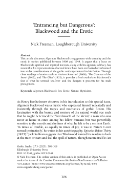 '"Entrancing but dangerous": Blackwood and the erotic'