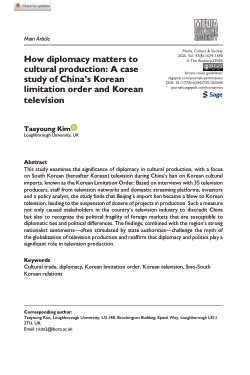 How diplomacy matters to cultural production: A case study of China’s Korean limitation order and Korean television