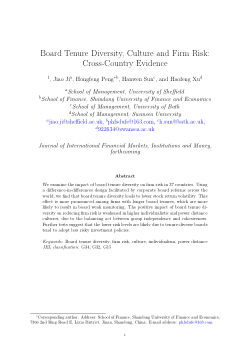 Board tenure diversity, culture and firm risk: cross-country evidence