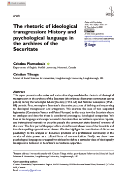 The rhetoric of ideological transgression: History and psychological language in the archives of the Securitate