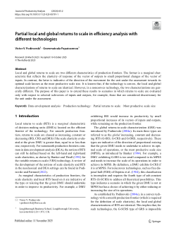 Partial local and global returns to scale in efficiency analysis with different technologies