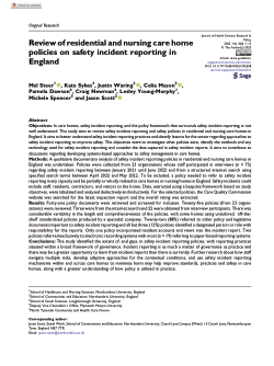 Review of residential and nursing care home policies on safety incident reporting in England