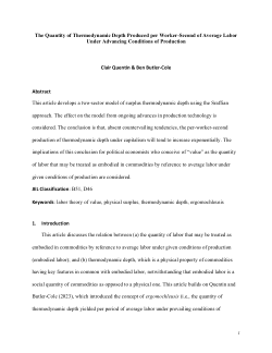 The quantity of thermodynamic depth produced per worker-second of average labor under advancing conditions of production